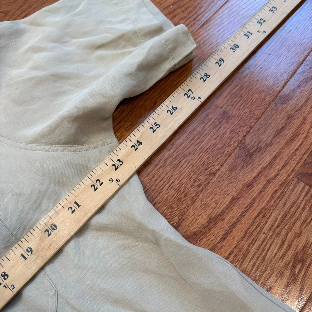 Vintage Polo Ralph Lauren Button Up Camp Shirt Men Medium Silk Linen Loop Collar